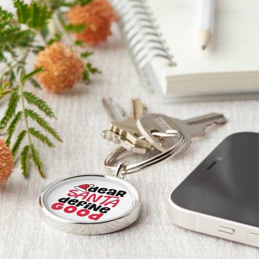 Beste Santa Define Goede Kerstmis Sleutelhanger (Zijkant)