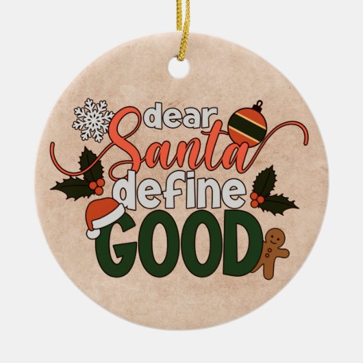 Beste Santa Define Goede Kerstmis | Versiering Keramisch Ornament (Voorkant)