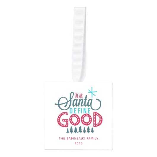 Beste Santa Define Good 3 Foto Cube Ornament (Voorkant)