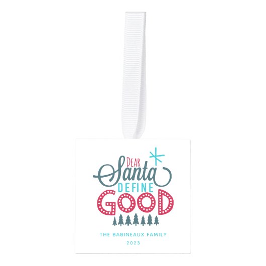 Beste Santa Define Good 3 Foto Cube Ornament (Voorkant)