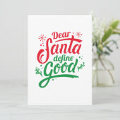 Beste Santa Define Good Bedankkaart (Staand voorkant)