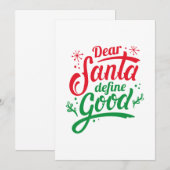 Beste Santa Define Good Bedankkaart (Voorkant / Achterkant)