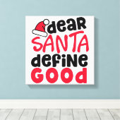 Beste Santa Define Good Funny Kerstmis Canvas Afdruk (Insitu (Houten vloer))