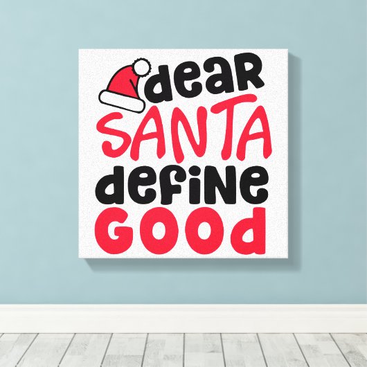 Beste Santa Define Good Funny Kerstmis Canvas Afdruk (Insitu (Houten vloer))