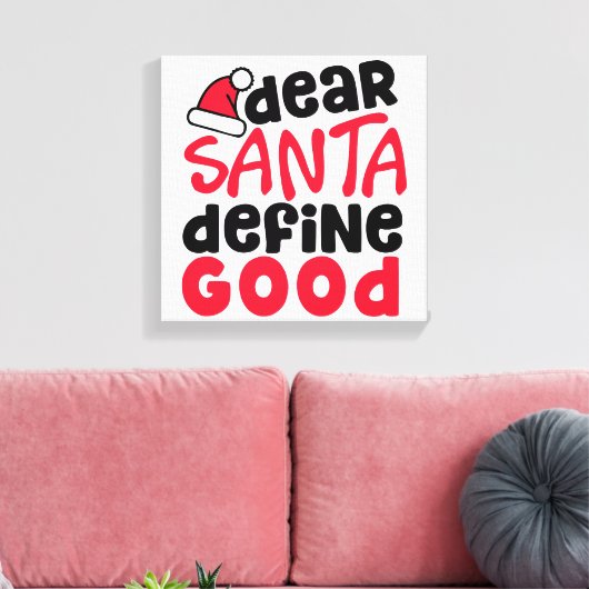 Beste Santa Define Good Funny Kerstmis Canvas Afdruk (Insitu (Woonkamer))