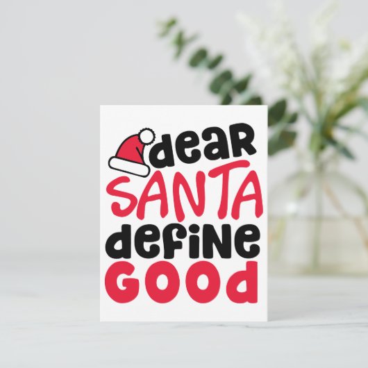 Beste Santa Define Good Funny Kerstmis Feestdagenkaart (Staand voorkant)