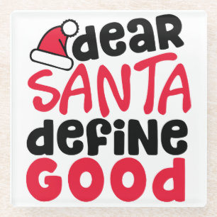 Beste Santa Define Good Funny Kerstmis Glazen Onderzetter