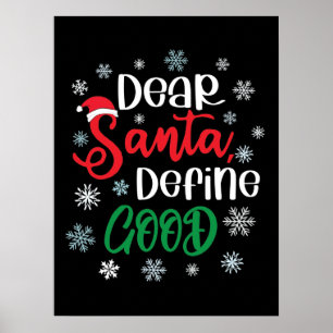 Beste Santa Define Good Funny Kerstmis Poster