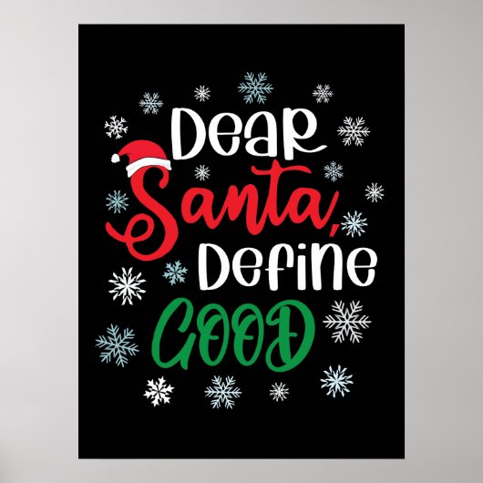 Beste Santa Define Good Funny Kerstmis Poster (Voorkant)