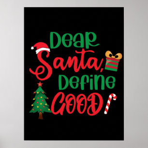Beste Santa Define Good Funny Kerstmis Poster