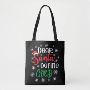 Beste Santa Define Good Funny Kerstmis Tote Bag