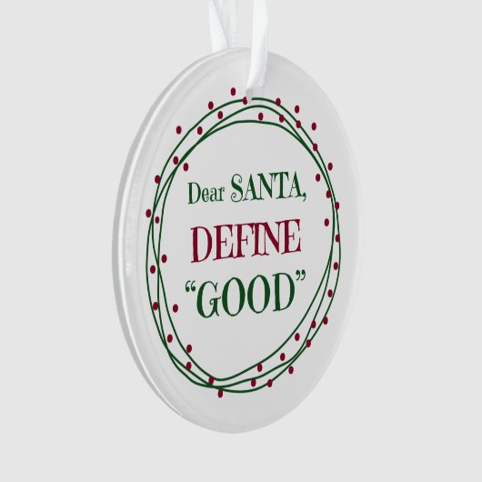 Beste Santa Define Good Funny Ornament (voorkant)