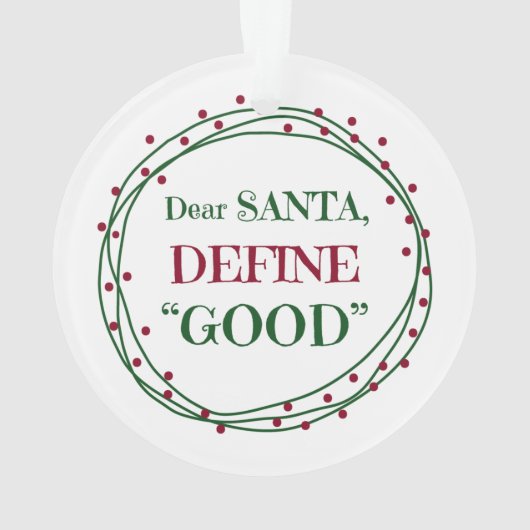 Beste Santa Define Good Funny Ornament (achterkant)