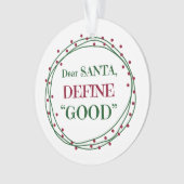 Beste Santa Define Good Funny Ornament (voorkant)