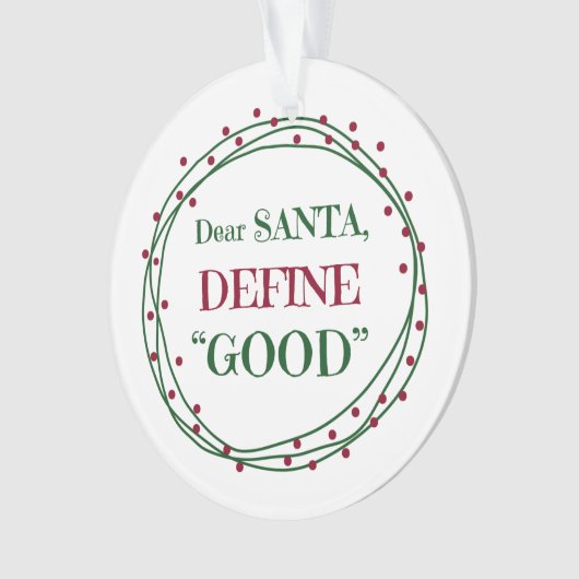 Beste Santa Define Good Funny Ornament (voorkant)