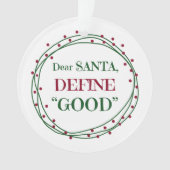 Beste Santa Define Good Funny Ornament (voorkant)