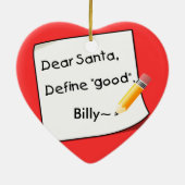 Beste Santa Define Good Pencil Tan2, Billy~ Keramisch Ornament (Achterkant)
