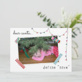 Beste Santa Define Mooie foto Funny Kerstmis Feestdagenkaart (Staand voorkant)