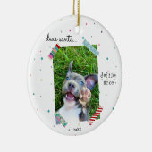 Beste Santa Define, mooie kerstfoto's Keramisch Ornament (Rechts)