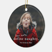 Beste Santa Define Naughty 2 Foto Funny Kerstmis Keramisch Ornament (Links)