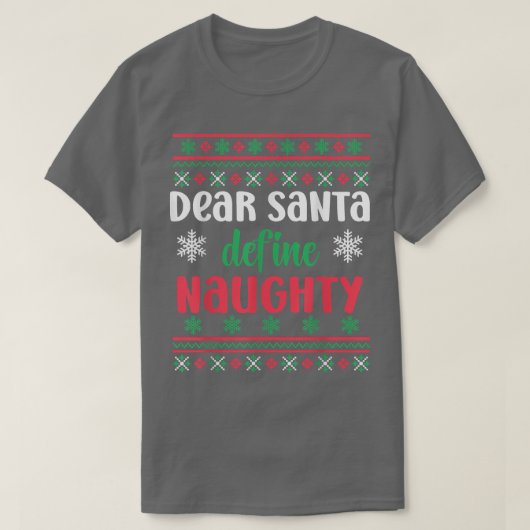 Beste Santa Define Naughty Funny Ugly Kerstmis T-shirt (Design voorkant)