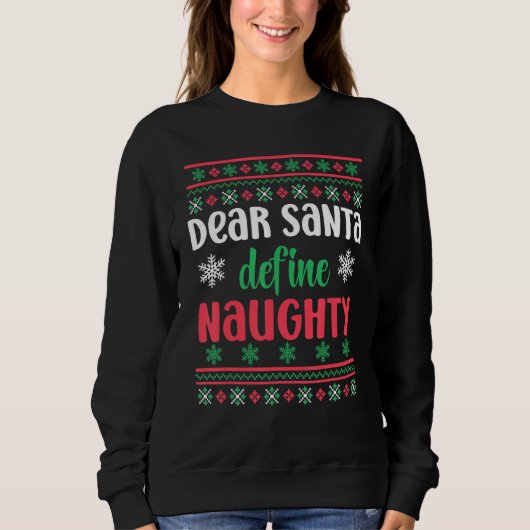 Beste Santa Define Naughty Funny Ugly Kerstmis Trui (Voorkant)
