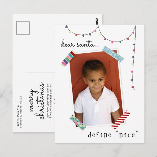 Beste Santa Define Nice-fotofeestdag / Kerstmis Briefkaart (Voorkant / Achterkant)