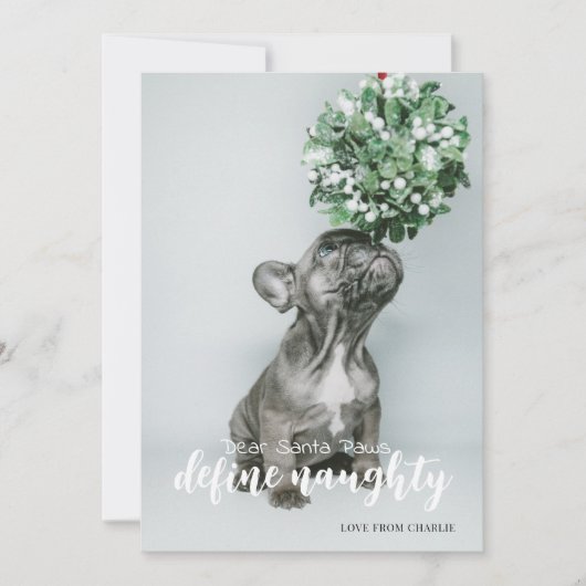 Beste Santa Define Ondeugende Typografie Foto Feestdagenkaart (Voorkant)