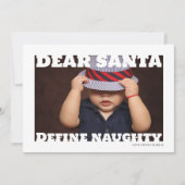 Beste Santa Define Ondeugende Typografie Foto Feestdagenkaart (Voorkant)