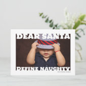 Beste Santa Define Ondeugende Typografie Foto Feestdagenkaart (Staand voorkant)