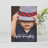 Beste Santa Define Ondeugende Typografie Foto Feestdagenkaart (Staand voorkant)