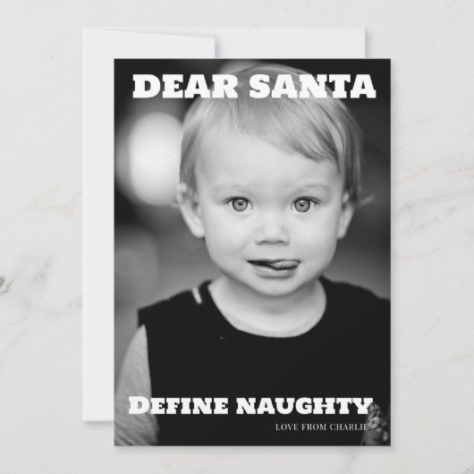 Beste Santa Define Ondeugende Typografie Foto Feestdagenkaart (Voorkant)