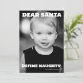Beste Santa Define Ondeugende Typografie Foto Feestdagenkaart (Staand voorkant)