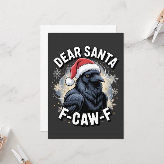 Beste Santa F-caw-F Grappige Kerstraaf Kaart (Voorkant / Achterkant in situ)
