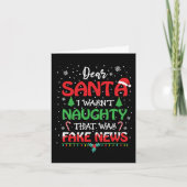Beste Santa Fake News dat ik stout was | Grappig Feestdagen Kaart (Voorkant)
