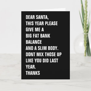 Beste Santa Fat Bank Balance Slim Body Feestdagen Kaart
