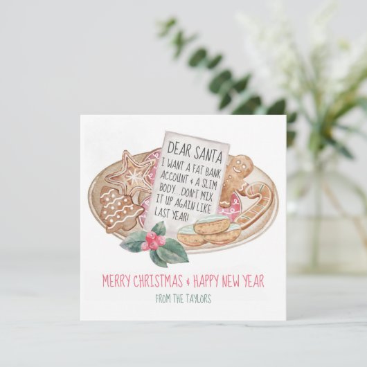 Beste Santa Fat bankrekening Slim kerstmis Feestdagenkaart (Staand voorkant)