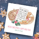 Beste Santa Fat bankrekening Slim kerstmis Feestdagenkaart<br><div class="desc">Deel wat vakantie-humor met deze vierkante kerstkaart met een waterverf "Beste kerstman"-brief en een bord koekjes in ontbijtkoek. In de brief staat: "Ik wil een dikke bankrekening en een dun lichaam... Vermeng het niet meer zoals vorig jaar!" De groet en de naam kunnen worden gepersonaliseerd. Kunst op KL Stock.</div>