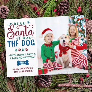 Beste Santa het was de Dog Funny Kinder & Pet Foto Feestdagenkaart