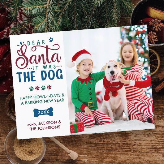 Beste Santa het was de Dog Funny Kinder & Pet Foto Feestdagenkaart