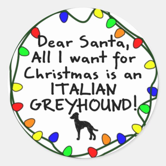 Beste Santa Italiaanse Greyhound Ronde Sticker (Voorkant)