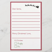 Beste Santa - Kinder brief aan Santa Lined (Voorkant)