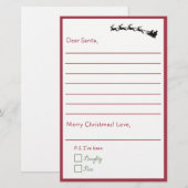 Beste Santa - Kinder brief aan Santa Lined (Voorkant / Achterkant)