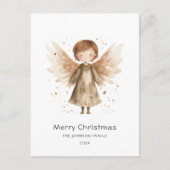 Beste Santa Letter Beige Boho Baby Angel Briefkaart (Voorkant)