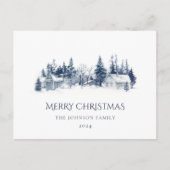 Beste Santa Letter Blauw Kerstmis Winter Village Briefkaart (Voorkant)