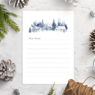Beste Santa Letter Blauw Kerstmis Winter Village Feestdagenkaart
