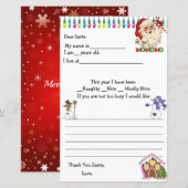 Beste Santa Letter, Snowmen, Santa Claus (Voorkant / Achterkant)