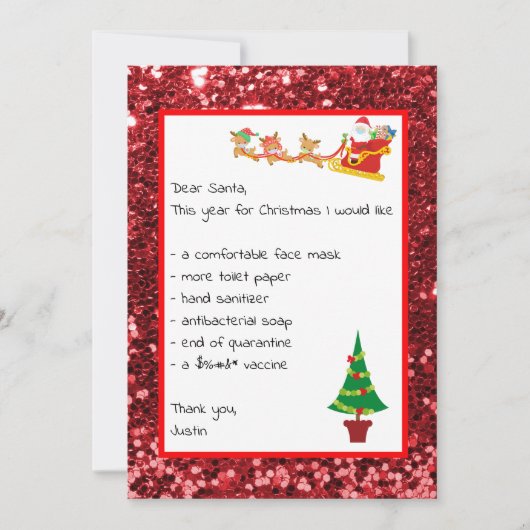 Beste Santa List Letter Funny 2021 Kerstmis Feestdagenkaart (Voorkant)