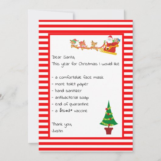 Beste Santa List Letter Funny Kerstmis Feestdagenkaart (Voorkant)