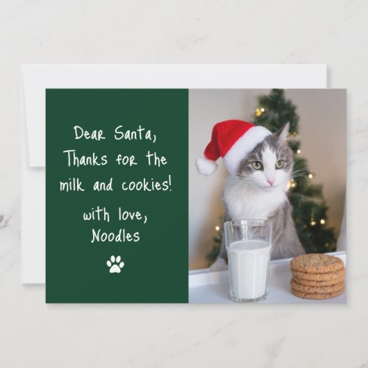 Beste Santa Melk en Cookies Groene Huisdier Foto G Feestdagenkaart (Voorkant)